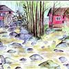 7 Wassermuehle in Schweden Aquarell  (650x496)